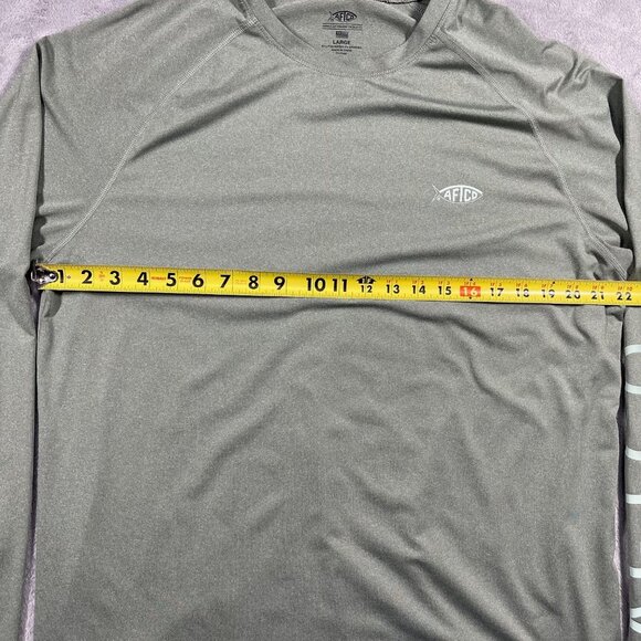 AFTCO Shirt Mens L Fishing Pullover Green Long Logo Sleeve Coastal Outdoors - Picture 4 of 7